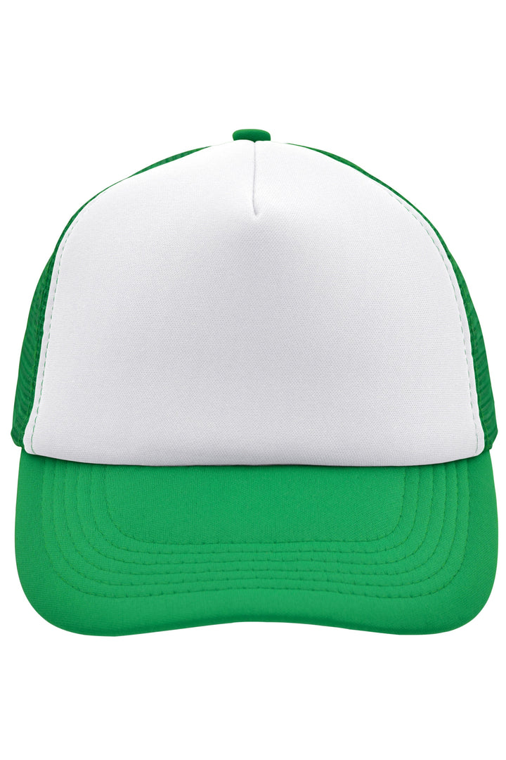 5 Panel Polyester Mesh Cap - white/fern-green