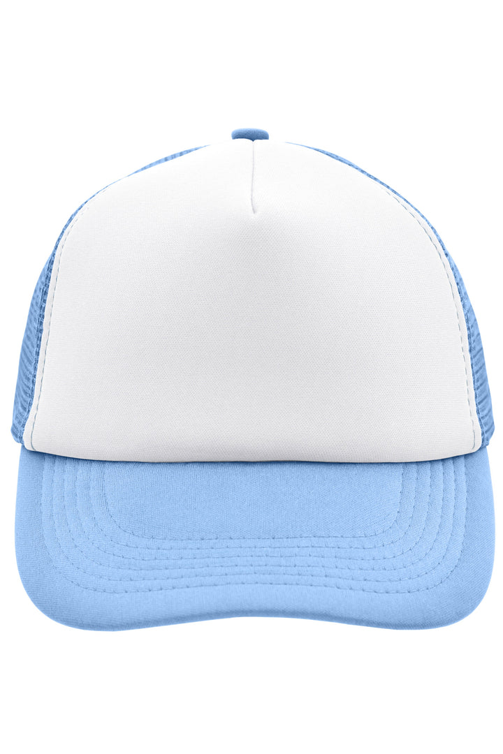 5 Panel Polyester Mesh Cap - white/light-blue