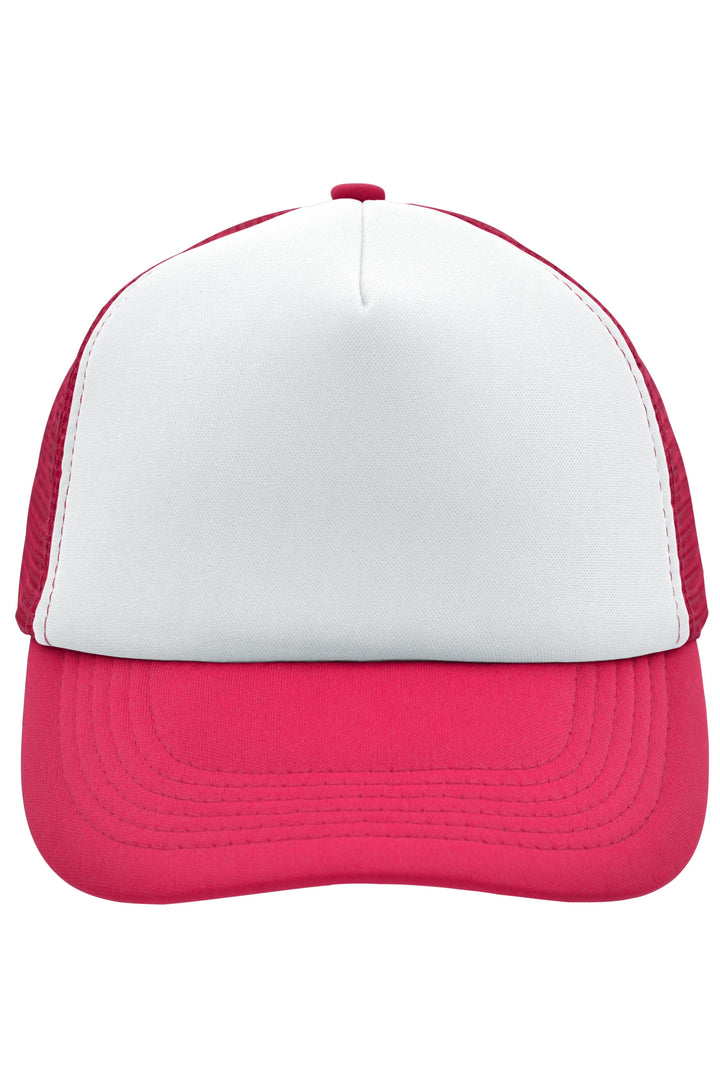5 Panel Polyester Mesh Cap - white/magenta