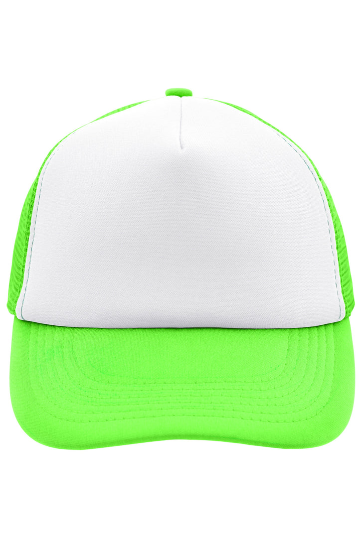 5 Panel Polyester Mesh Cap - white/neon-green