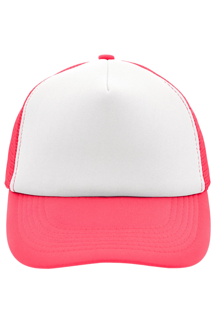 5 Panel Polyester Mesh Cap - white/neon-pink