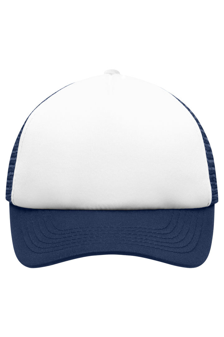 5 Panel Polyester Mesh Cap for Kids - white/navy