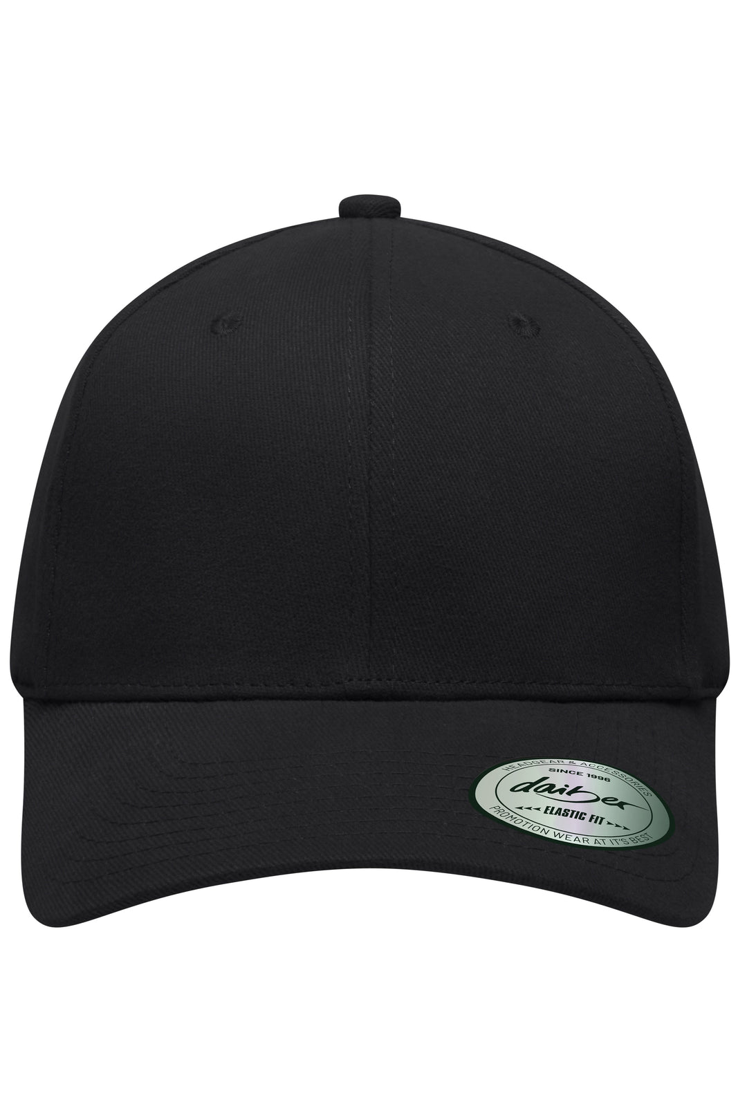 6 Panel Elastic Fit Baseball Cap - black