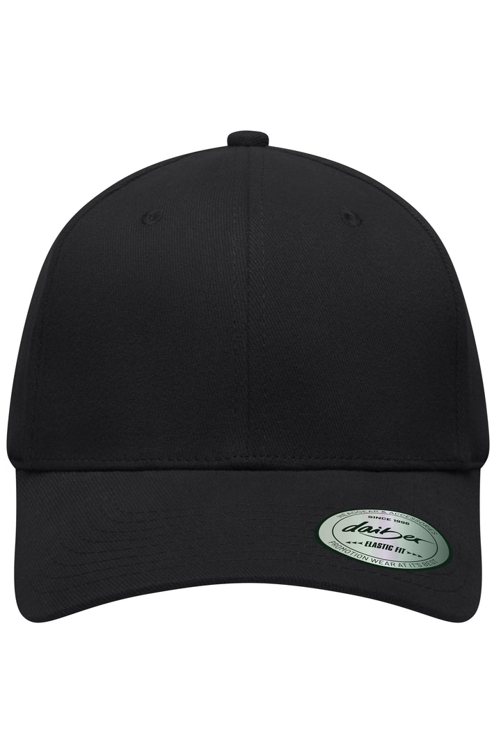 6 Panel Elastic Fit Baseball Cap - black