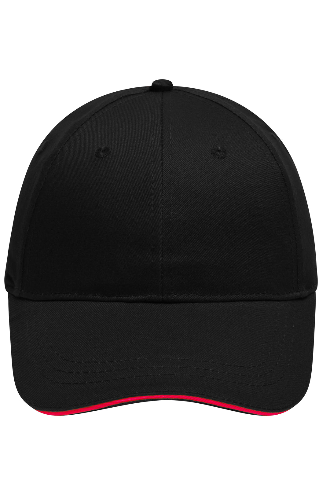 6 Panel Brushed Sandwich Cap - black/red