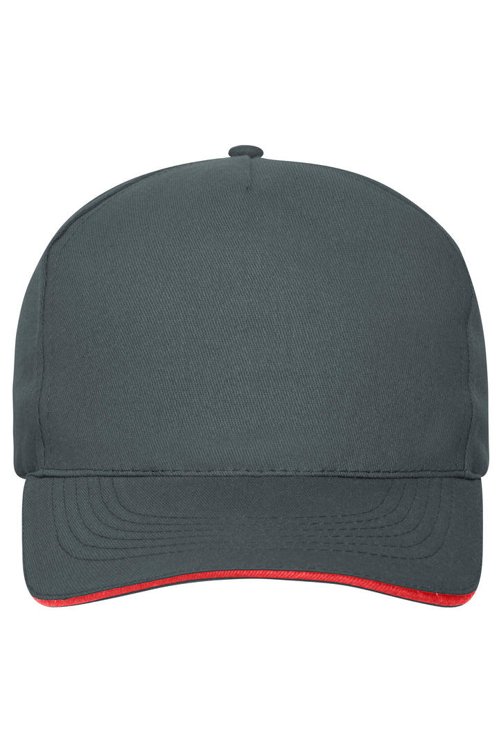 5 Panel Sandwich Cap Organic Cotton - graphite/red