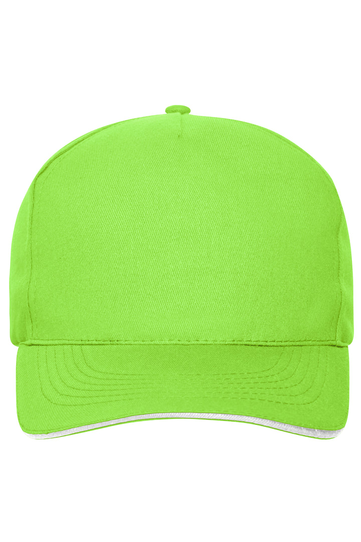 5 Panel Sandwich Cap Organic Cotton - lime-green/white
