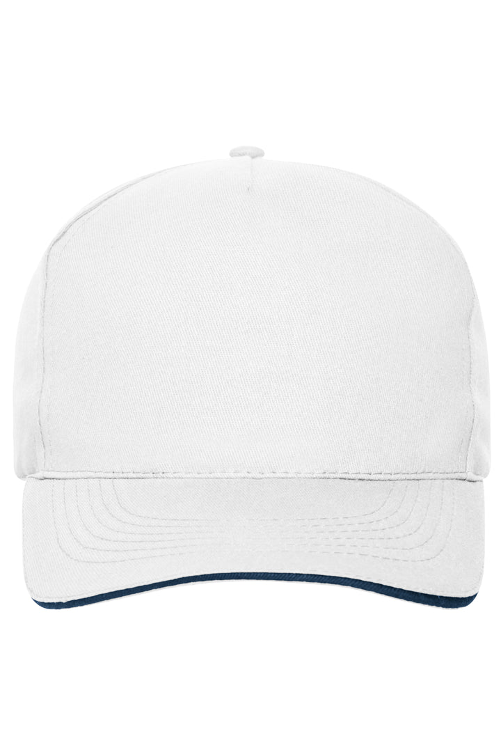 5 Panel Sandwich Cap Organic Cotton - white/navy
