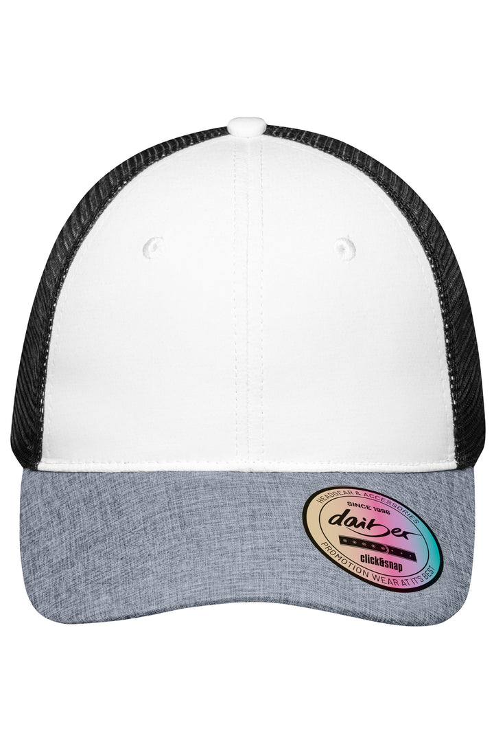 6 Panel Mesh Cap Melange - white/grey-melange/black