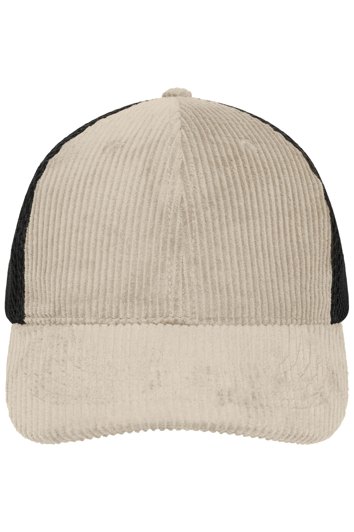 6 Panel Corduroy-Mesh Cap Organic Cotton - sandstone/black