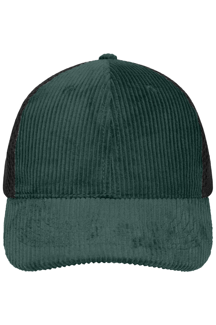 6 Panel Corduroy-Mesh Cap Organic Cotton - smoky-green/black
