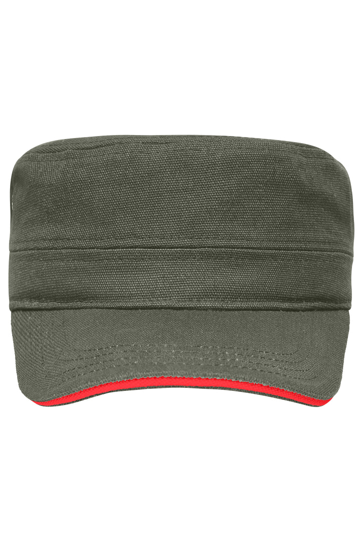 Military Sandwich Cap - olive/red