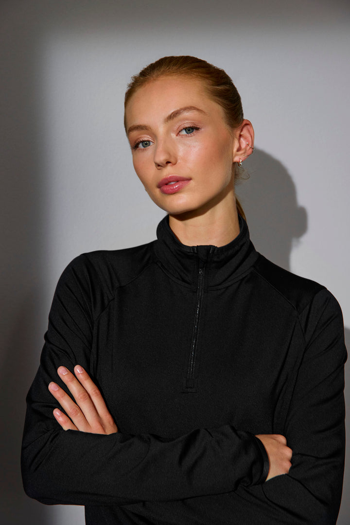Trainer GEYSER stretch | zip ¼ | donna - Nero
