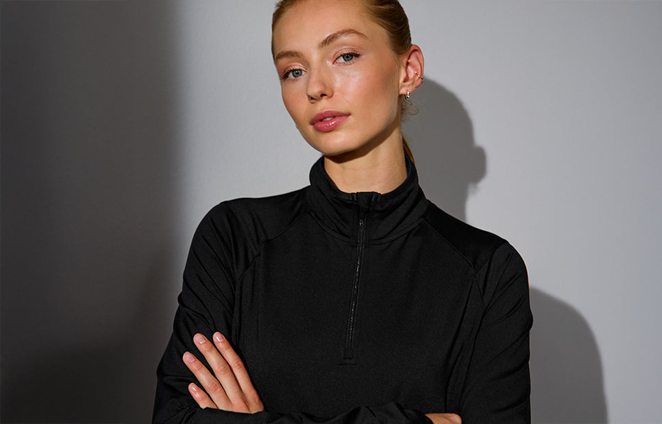 Trainer GEYSER stretch | zip ¼ | donna - Nero