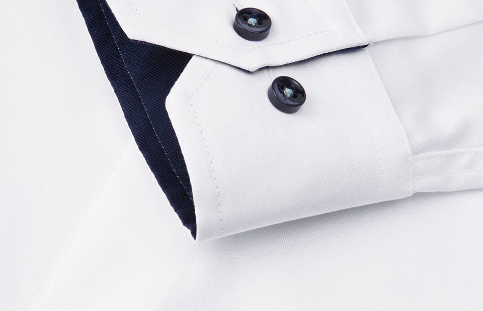 SEVEN SEAS Fine Twill Contrast | slim - Bianco