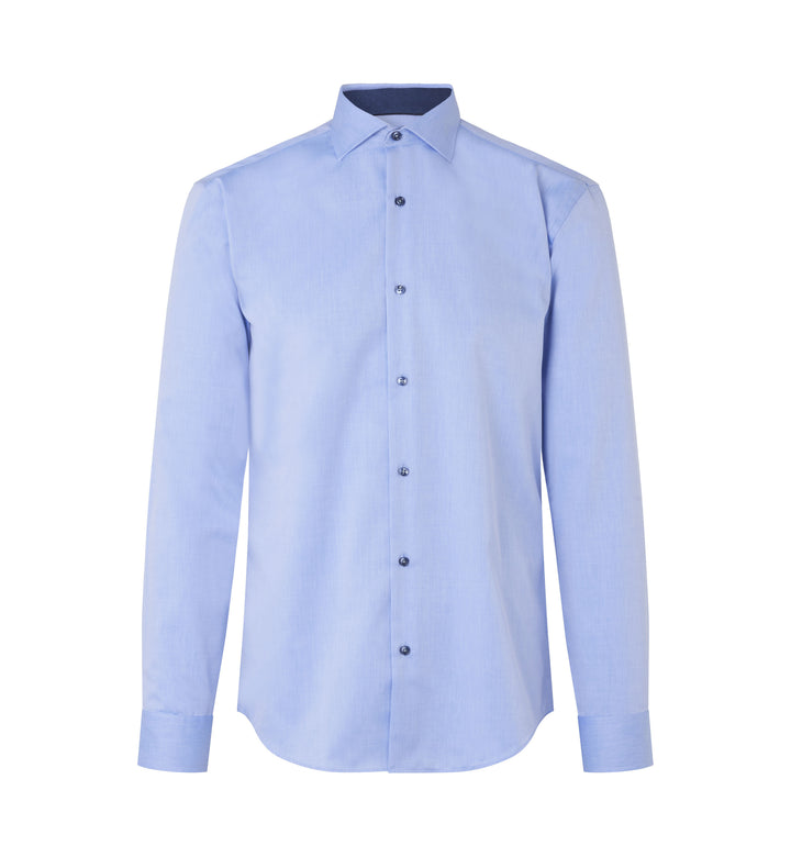 SEVEN SEAS Fine Twill Contrast | slim - Azzurro
