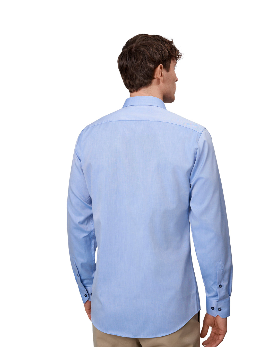 SEVEN SEAS Fine Twill Contrast | slim - Azzurro