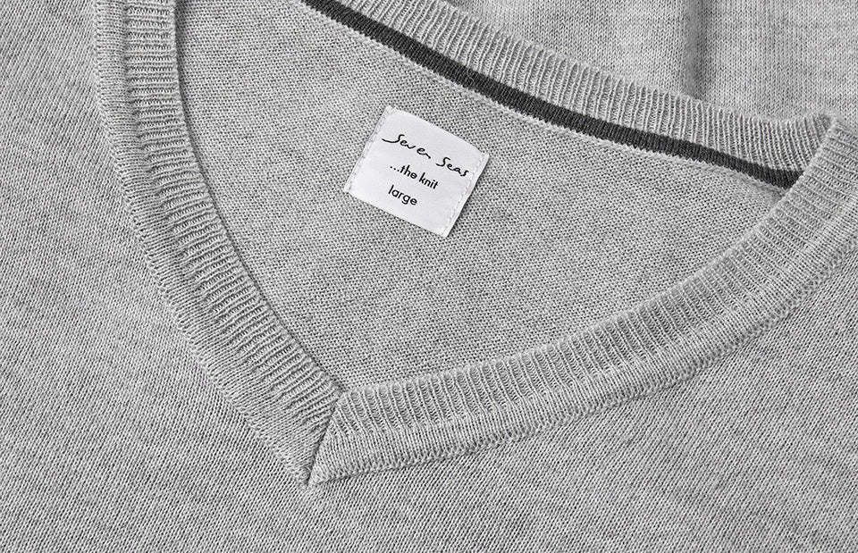 SEVEN SEAS The knit | scollo V - Grigio chiaro mélange