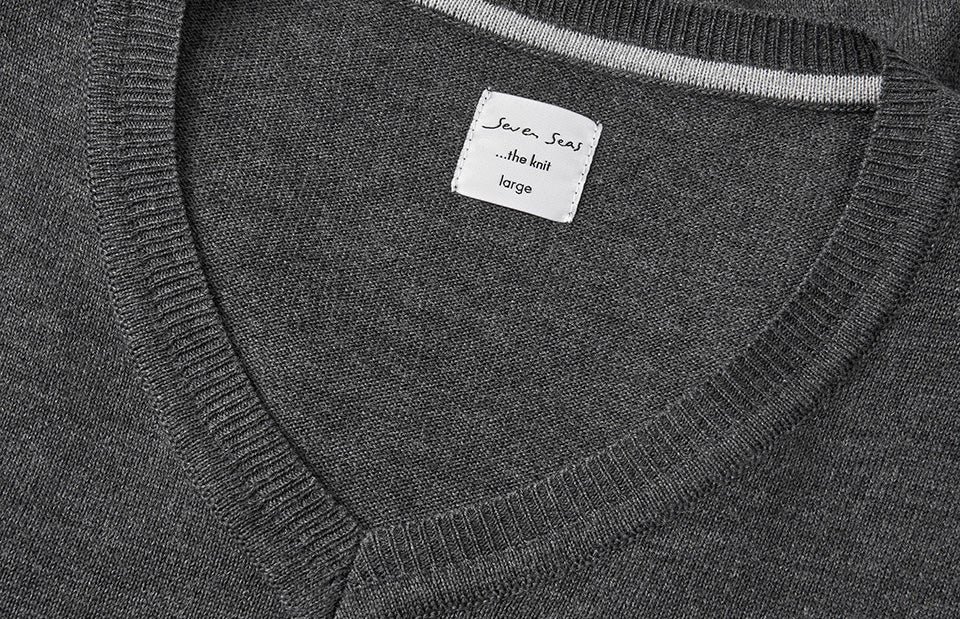 SEVEN SEAS The knit | scollo V - Grigio scuro mélange
