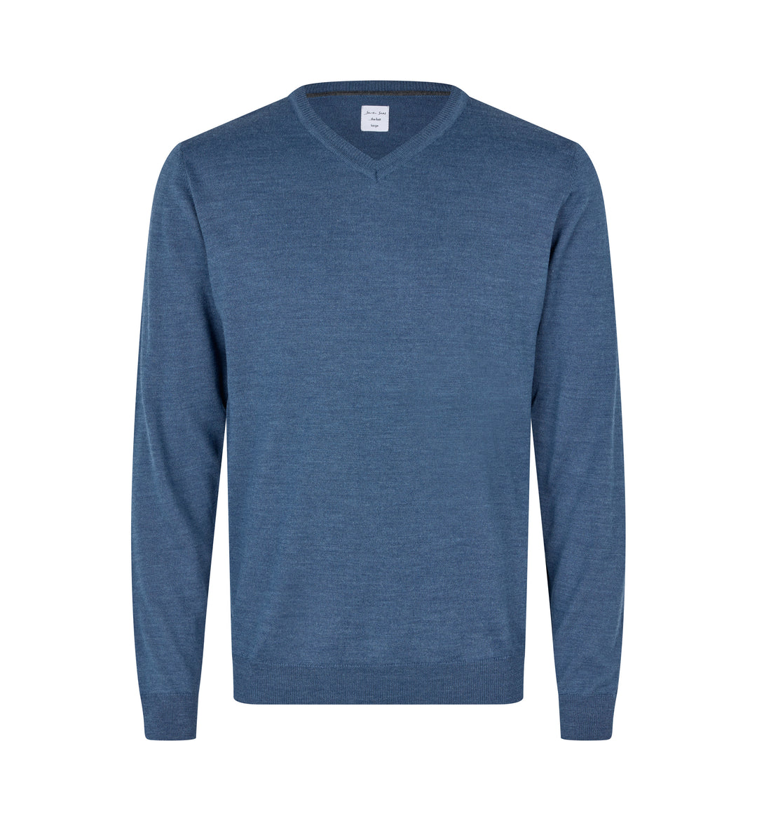 SEVEN SEAS The knit | scollo V - Blu mélange