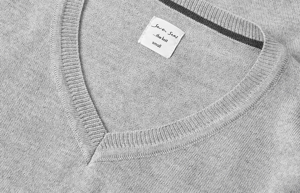 SEVEN SEAS The knit | scollo V | donna - Grigio chiaro mélange