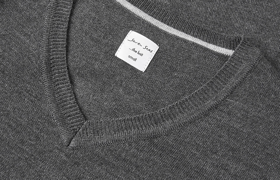 SEVEN SEAS The knit | scollo V | donna - Grigio scuro mélange