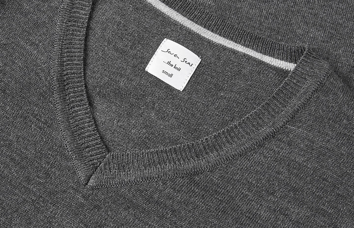 SEVEN SEAS The knit | scollo V | donna - Grigio scuro mélange