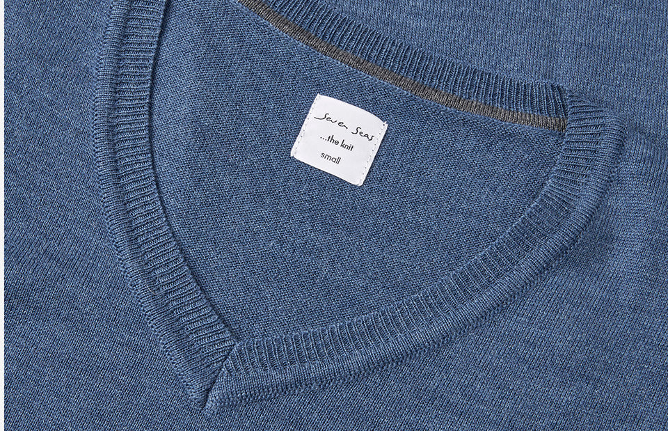 SEVEN SEAS The knit | scollo V | donna - Blu mélange