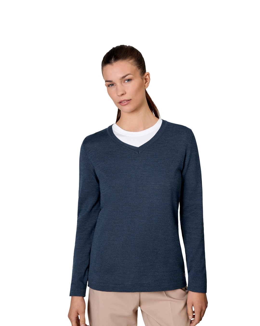 SEVEN SEAS The knit | scollo V | donna - Blu mélange