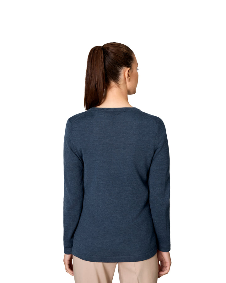 SEVEN SEAS The knit | scollo V | donna - Blu mélange