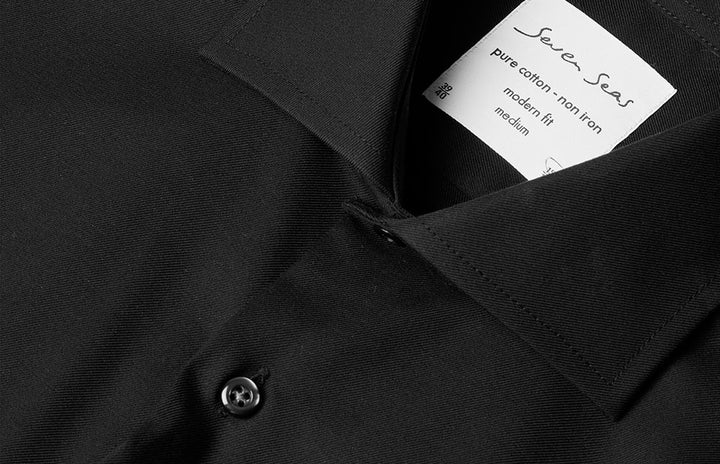 SEVEN SEAS Fine Twill | modern | manica corta - Nero