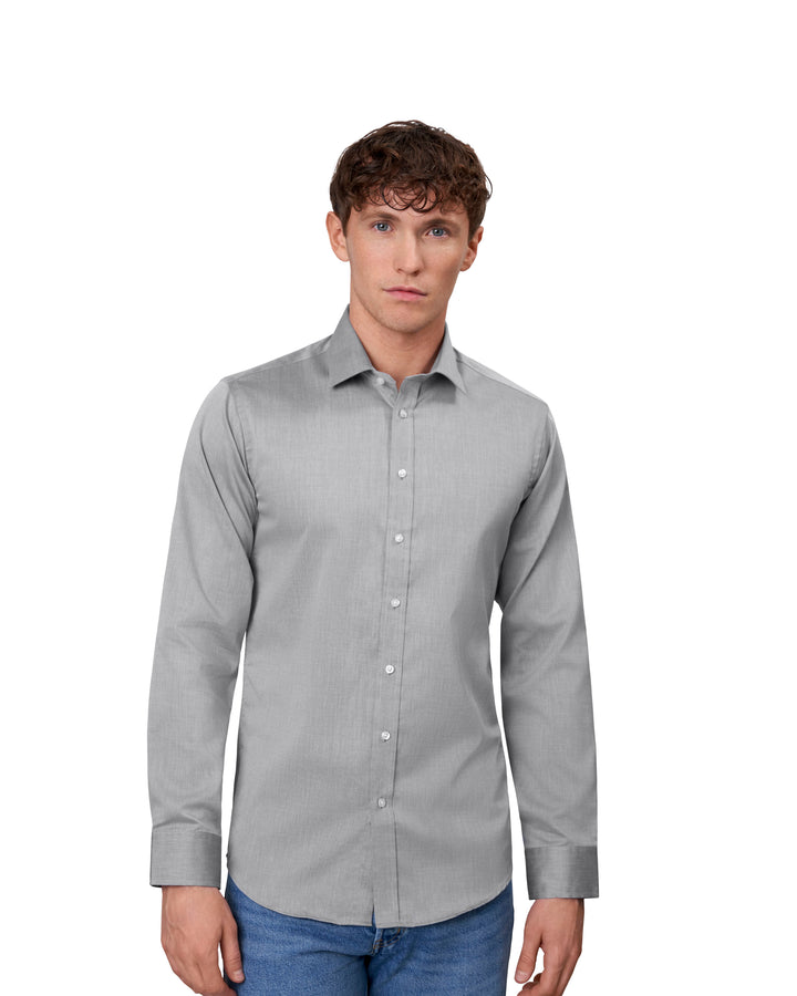 SEVEN SEAS Fine Twill | slim - Grigio argento